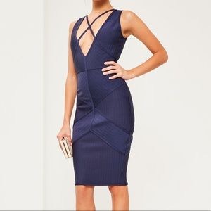 MISSGUIDED Navy Bandage Midi Dress